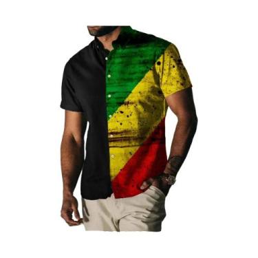 Imagem de Camisa Casual Vintage Havaiana Masculina Com Estampa Floral Arco-Íris 