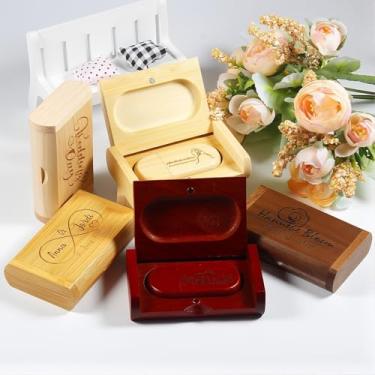 Imagem de Pen drive USB de madeira personalizado, pen drive de madeira personalizado com caixa de embalagem opcional para marca corporativa, presentes de negócios, eventos promocionais, lembrancinhas de