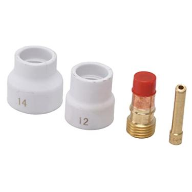 Imagem de Generic Kit de Lente de Gás Tig, Copo de Cerâmica Durável, Suporte de Eletrodo Chanfrado Curto para Pistola de Soldagem Wp 17 Com Kit de Tocha de Soldagem