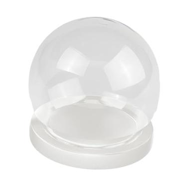 Imagem de Generic Cúpula de vidro para exibição, suporte com base de madeira, ideal para exibir flores em arranjos de mesa, Base Plana Branca