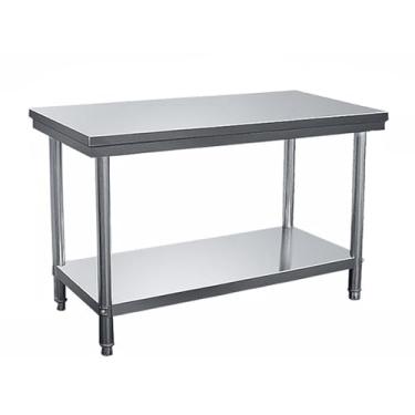 Imagem de Mesa de trabalho resistente para preparação de alimentos, mesa de aço inoxidável para preparação e trabalho, mesa de trabalho de metal para cozinha, mesa de cozinha comercial de metal, com backsplash