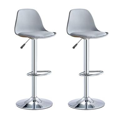 Imagem de Bancos de bar, Banquinho de Bar Giratório, Banqueta de Bar Ajustável, Banquinho de Bar Alto, Cadeira de Jantar com Ilha de Cozinha Alta com Encosto, Banco de Bar de Café da Manhã de Cozinha com Apoio