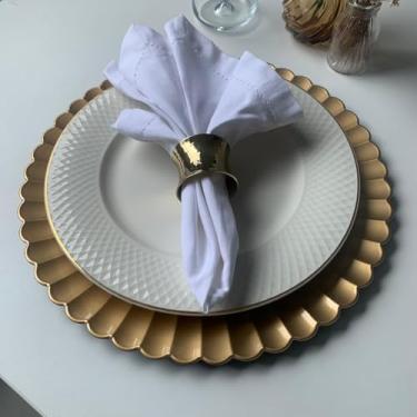 Imagem de 6 Sousplat Redondo Alto Padrão Lux Plastico Rigid Nz Ono Vr (OURO Dourado Amarelo - Kit Mesa Posta Suplat Chic)