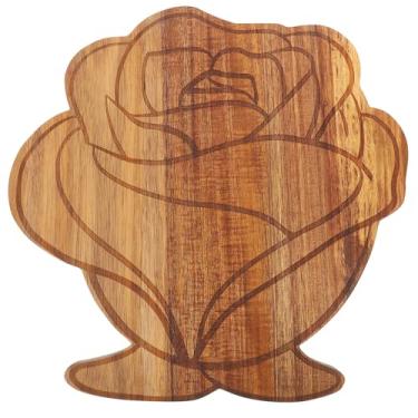 Imagem de BESTonZON Tábua de corte de madeira em forma de rosa, tábua de charcutaria, cozinha, queijo, travessa para servir carne, frutas, pizza, dia dos namorados