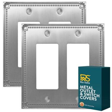 Imagem de Rio Salto Sunken Pearls Placa de parede de metal em branco capa de tomada em branco para tomadas não utilizadas Capas de interruptor de parede de dispositivo de segurança tamanho médio (níquel