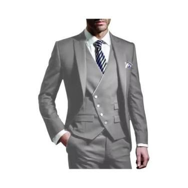 Imagem de Terno Masculino De 3 Peças Em Cor Sólida Para Casamento E Negócios, Co