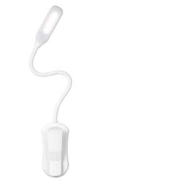 Imagem de Lâmpada de Mesa para Leitura Livros Olhos Recarregável Clip On Cama Quarto Tamanho com Interruptor Economia Energia Tubo Macio Silicone Ângulos Flexív