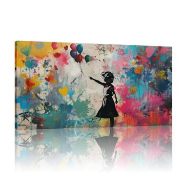 Imagem de Banksy Graffiti Girl, Graffiti Wall Art Banksy Mural, Banksy Graffiti Poster, Graffiti Print, Graffiti Artwork for Walls - (40x80cm)16x32 polegadas sem moldura