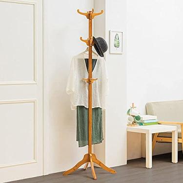 Imagem de Cabide multiuso de madeira (Bambu), design industrial sólido e estável, super fácil de montar, com 12 ganchos, adequado para escritório doméstico no corredor