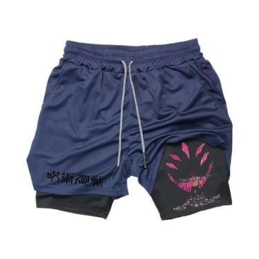 Imagem de Shorts De Treino Masculinos 2 Em 1 De Verão Com Camada Dupla Para Acad