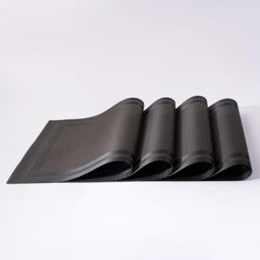 Imagem de KIT 6 Jogo Americano Sousplat Mesa Dourado Trançado Resistente a Manchas e Calor (Preto-4un)