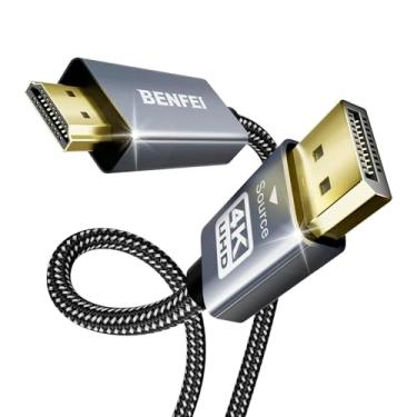 Imagem de Cabo DisplayPort para HDMI 4K 0,9m, Nylon Trançado e Carcaça de Alumínio, Áudio e Vídeo, Cabo Unidirecional DP para HDMI, Compatível com PC, Monitor, TV e Projetor - 000273grey