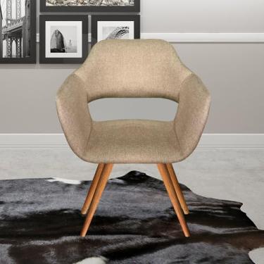 Imagem de Poltrona Decorativa Zara Pés Palito Sala Recepção Marrom