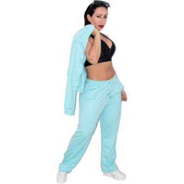 Imagem de Moleton Feminino Conjunto Meia Estação Direto Da Fábrica, Turquesa, P,