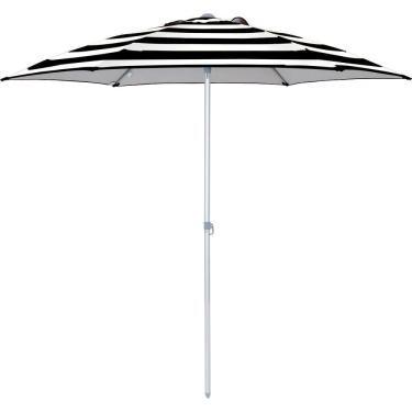 Imagem de Guarda Sol Milagres 2,40 M Preto E Branco Listrado Alumínio Vareta Fibra Vidro 12755 Bel