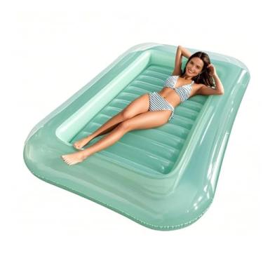 Imagem de Boia Insuflável para Piscina,Boias Para Adultos Em Lagos | Cama Cadeira Ergonômica Curvada e Dobrável com Apoio de Cabeça Ajustável para Verão Lago Família Jardim Acampamento