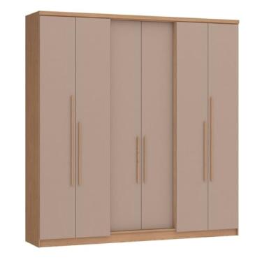 Imagem de Móveis Castro Guarda Roupa Casal, 6 Portas, Angelin/Duna, 210x218x47cm, 125,1kg, MDP, 2 Gavetas, 7 Prateleiras, Corrediças Telescópicas