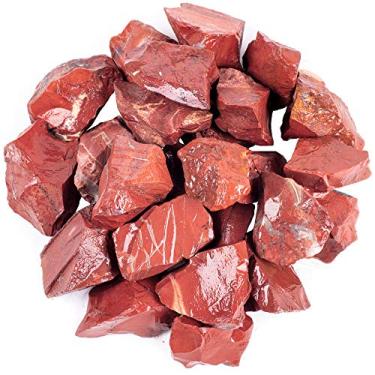 Imagem de Cristal de jaspe vermelho áspero Unihom de 450 g para copos, repolimento, decoração, embrulho, cura cristais - Pedras cruas naturais grandes de 2,54 cm 450 g