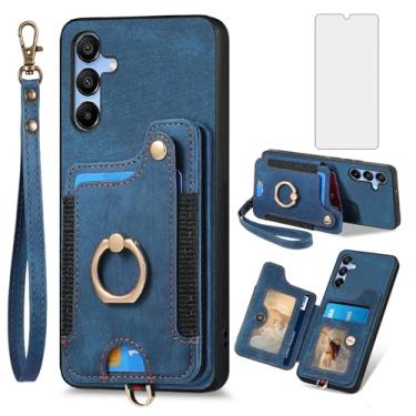 Imagem de Asuwish Capa de telefone para Samsung Galaxy A17/A26 capa carteira com protetor de tela temperado e alça de pulso RFID suporte de cartão de crédito anel suporte celular A 17 17A 26 26A 4G SM-A166U