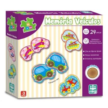 Imagem de Nig Brinquedos Jogo Educativo Madeira Be a Bá Memória Veículos