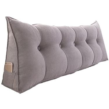 Imagem de BAHULA Almofada triangular para cabeceira, almofada triangular de cor sólida, almofada de leitura, suporte de posicionamento grande para sofá-cama com capa removível, cinza claro, 200 x 50 x 20 cm