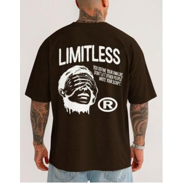 Imagem de Camiseta Masculina Oversized Urbana Básica Street Look Modas, Marrom, 
