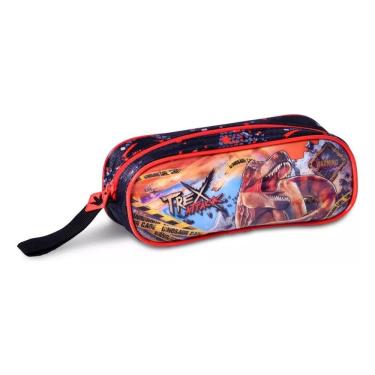 Imagem de Estojo Escolar T-rex Attack - Preto E Vermelho