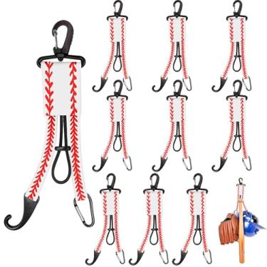 Imagem de Deekin 10 peças de cabide organizador de taco 3 em 1 de beisebol com clipe de luva e gancho de capacete para bolsa de cerca, garrafa de água, caminhadas, acampamento (beisebol)