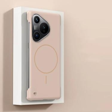 Imagem de HJZSZX Capa ultrafina sem moldura para Huawei P50 Pro com carregador magnético sem fio (para Huawei P50 Pro/rosa)
