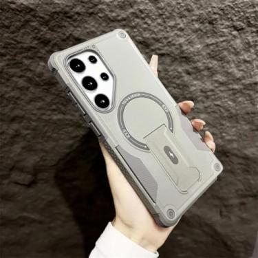 Imagem de HJZSZX Capa com suporte magnético para celular Samsung A35 5G (para Samsung A35 5G/cinza)