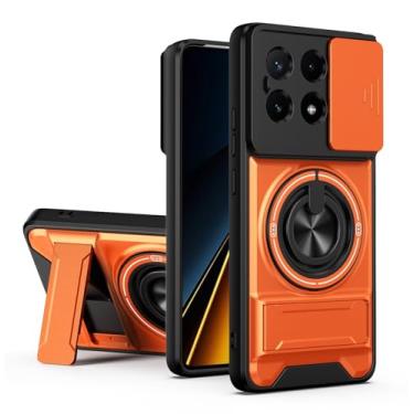 Imagem de SORAKA Capa para Xiaomi Poco X6 Pro 5G com suporte,proteção de lente com janela e capa dupla de PC e TPU compatível com suporte magnético para carro
