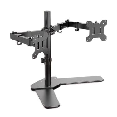Imagem de KEG801302 Suporte de mesa para monitor duplo de escritório, suporte de monitor duplo independente para 2 telas de até 76 cm, 12 kg, base de montagem em aço VESA, acessórios de mesa totalmente