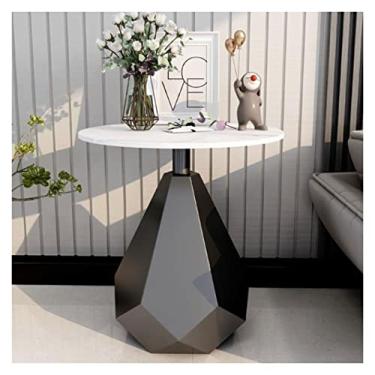 Imagem de Mesa de canto pequena redonda moderna moderna, mesa de cabeceira e mesa de cabeceira, para sala de estar e quarto, mesa de reunião, mesa de café, para escritório, sala de estar, 40 cm, simples (preto)