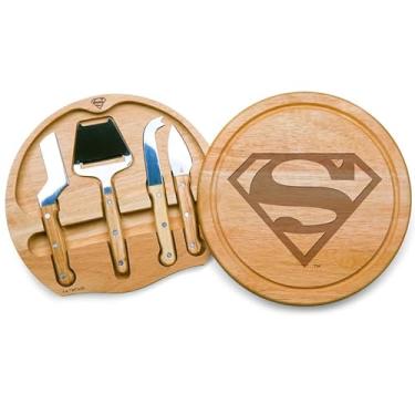 Imagem de PICNIC TIME Conjunto de tábua de queijo e faca Superman Circo, conjunto de tábua de charcutaria, tábua de queijo, de madeira, conjunto de presente de tábua de corte com ferramentas de queijo ocultas