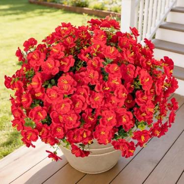 Imagem de Lnoicy 16 pacotes de flores de camélia artificiais realistas para uso ao ar livre, resistentes a UV, falsas e realistas para decoração de casa, casamento, centro de mesa (vermelho)