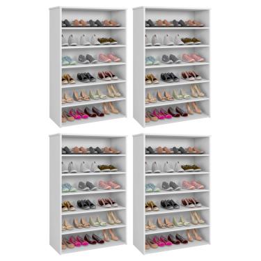 Imagem de Kit 04 Armários Multiuso Sapateira Laís 5 Prateleiras Branco - Desk Design