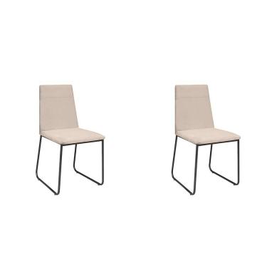 Imagem de Kit 2 Cadeiras De Jantar Cozinha Industrial Lexa Veludo Élpis Móveis Bege Preta