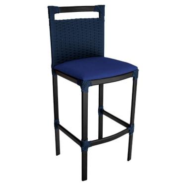 Imagem de Banqueta Alta Vigor Em Alumínio E Corda Náutica Azul Azul