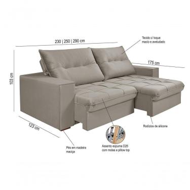 Imagem de Sofá Cancún 2,30 3 Lugares Império Estofados Veludo Veludo Castanho 170