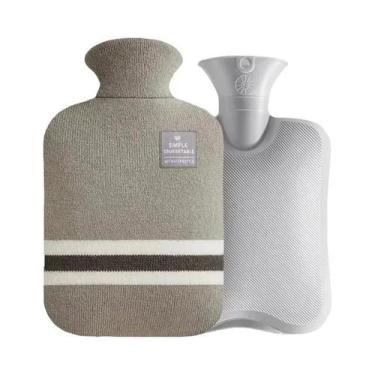 Imagem de Bolsa De Água Quente De Tricô Grosso Com Capa De Pelúcia Macia, Aquece