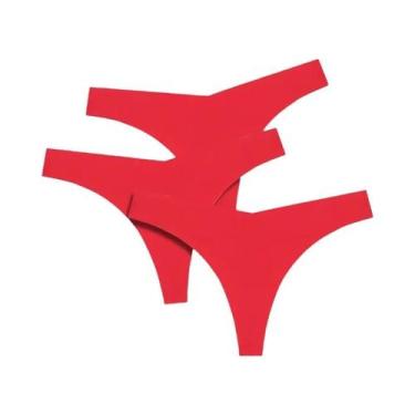 Imagem de Calcinhas Femininas De Seda Gelada Sem Costura, Kit Com 3 Peças, Cintu