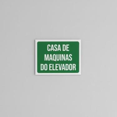Imagem de Placa Acm Casa Máquinas Elevador Verde 18X23 - Sinalizo