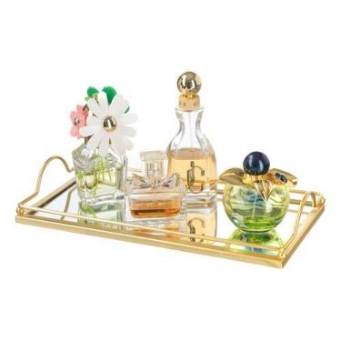 Imagem de Bandeja Espelhada Decoração Perfumes Cosméticos Lavabo Pia - PGB, Dour