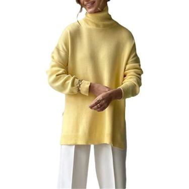 Imagem de Suéter de malha solta de gola alta para mulheres - J-One