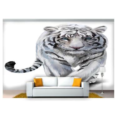 Imagem de Papel De Parede Animais Tigre Branco Andando  Anm233