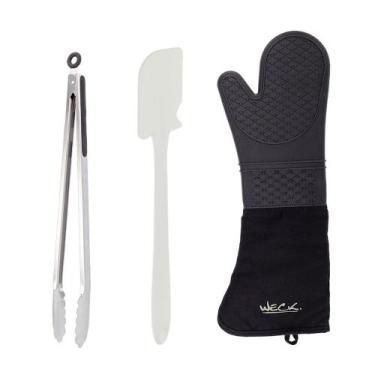 Imagem de Luva de Cozinha Termica e Espatula Silicone Pegador Inox Profissional 