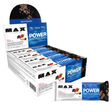 Imagem de Power Protein Bar (Caixa c/ 12un de 41g) Max Titanium, Frutas Vermelha