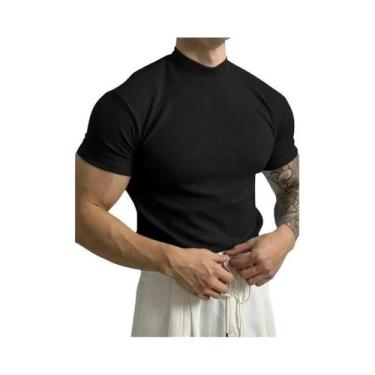 Imagem de Camiseta Masculina De Verão E Primavera, Confortável, Com Gola Alta E 