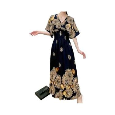 Imagem de Vestido Midi Vintage Boêmio Floral Para Mulheres Com Decote Em V E Cin