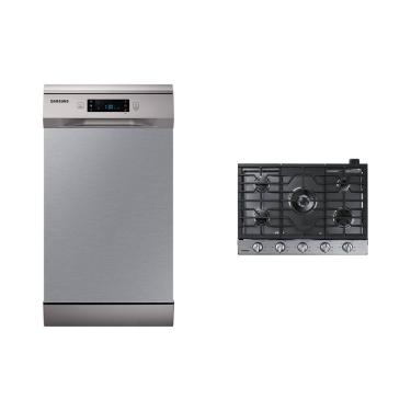 Imagem de Lava-louças 10 Serviços 127V + Cooktop Inox 5 Queimadores com Wi-Fi e Dupla Chama